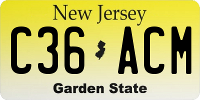 NJ license plate C36ACM
