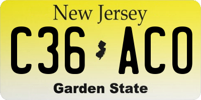 NJ license plate C36ACO