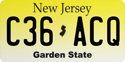 NJ license plate C36ACQ