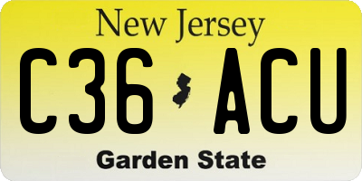 NJ license plate C36ACU