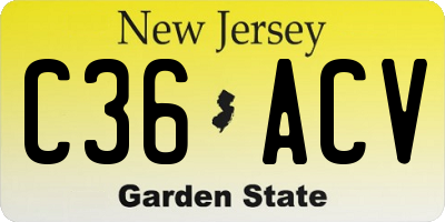 NJ license plate C36ACV
