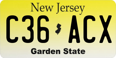 NJ license plate C36ACX