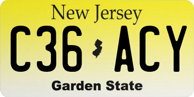 NJ license plate C36ACY