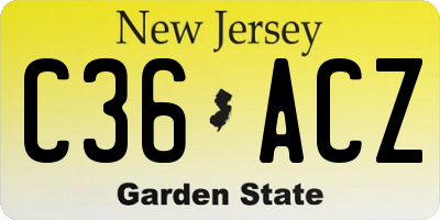 NJ license plate C36ACZ