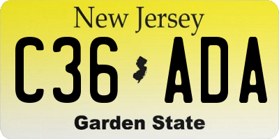 NJ license plate C36ADA