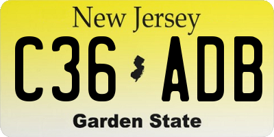 NJ license plate C36ADB