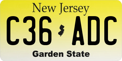 NJ license plate C36ADC