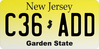 NJ license plate C36ADD
