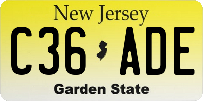 NJ license plate C36ADE