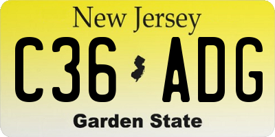 NJ license plate C36ADG