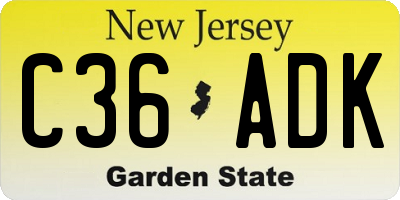 NJ license plate C36ADK