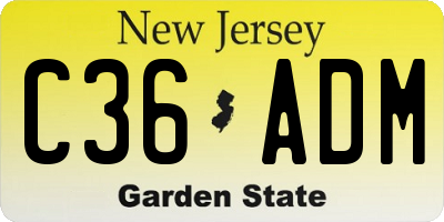 NJ license plate C36ADM