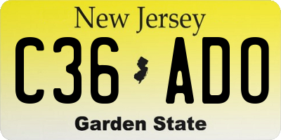 NJ license plate C36ADO