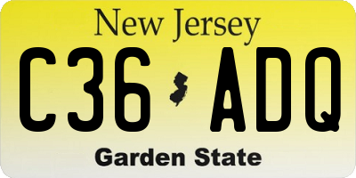 NJ license plate C36ADQ