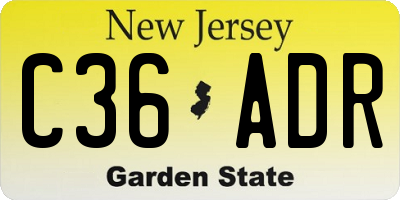 NJ license plate C36ADR