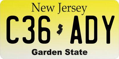 NJ license plate C36ADY