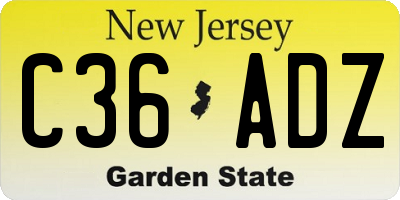 NJ license plate C36ADZ