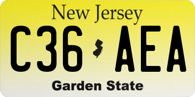 NJ license plate C36AEA
