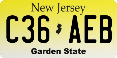 NJ license plate C36AEB