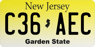 NJ license plate C36AEC