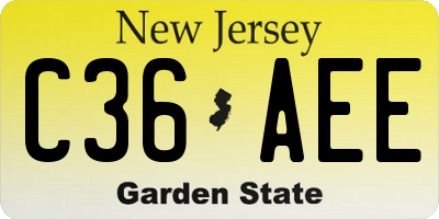 NJ license plate C36AEE