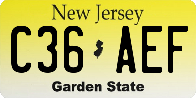 NJ license plate C36AEF