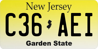 NJ license plate C36AEI