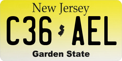 NJ license plate C36AEL