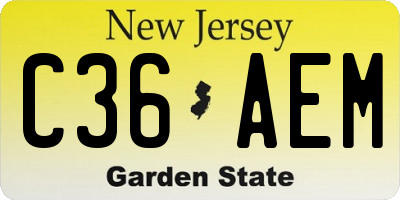 NJ license plate C36AEM