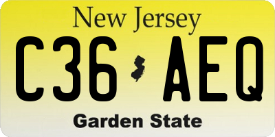 NJ license plate C36AEQ