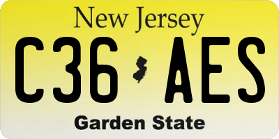 NJ license plate C36AES
