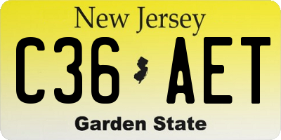 NJ license plate C36AET