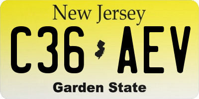 NJ license plate C36AEV