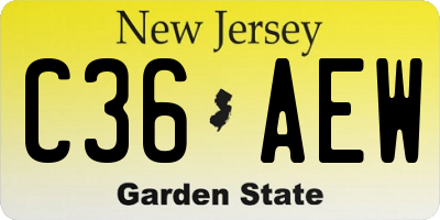NJ license plate C36AEW