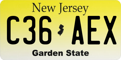 NJ license plate C36AEX