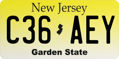 NJ license plate C36AEY