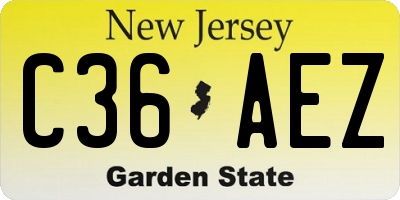 NJ license plate C36AEZ