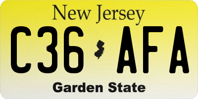 NJ license plate C36AFA