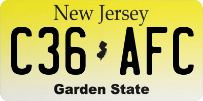 NJ license plate C36AFC