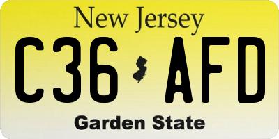 NJ license plate C36AFD