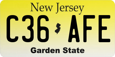NJ license plate C36AFE