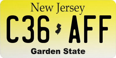 NJ license plate C36AFF