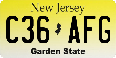 NJ license plate C36AFG