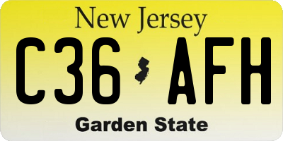 NJ license plate C36AFH