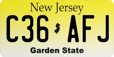 NJ license plate C36AFJ
