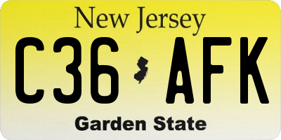 NJ license plate C36AFK