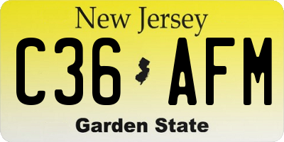 NJ license plate C36AFM