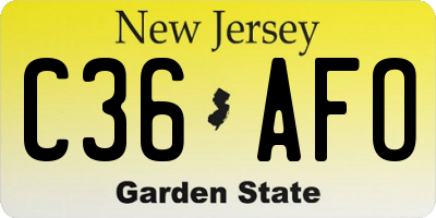 NJ license plate C36AFO