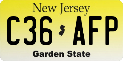 NJ license plate C36AFP