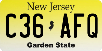 NJ license plate C36AFQ